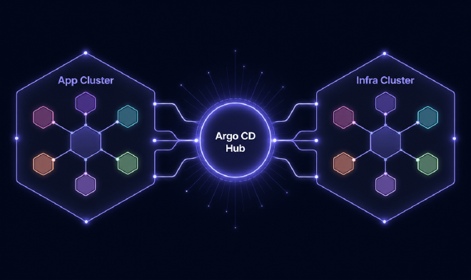 Argo CD Hub managing App and Infra clusters